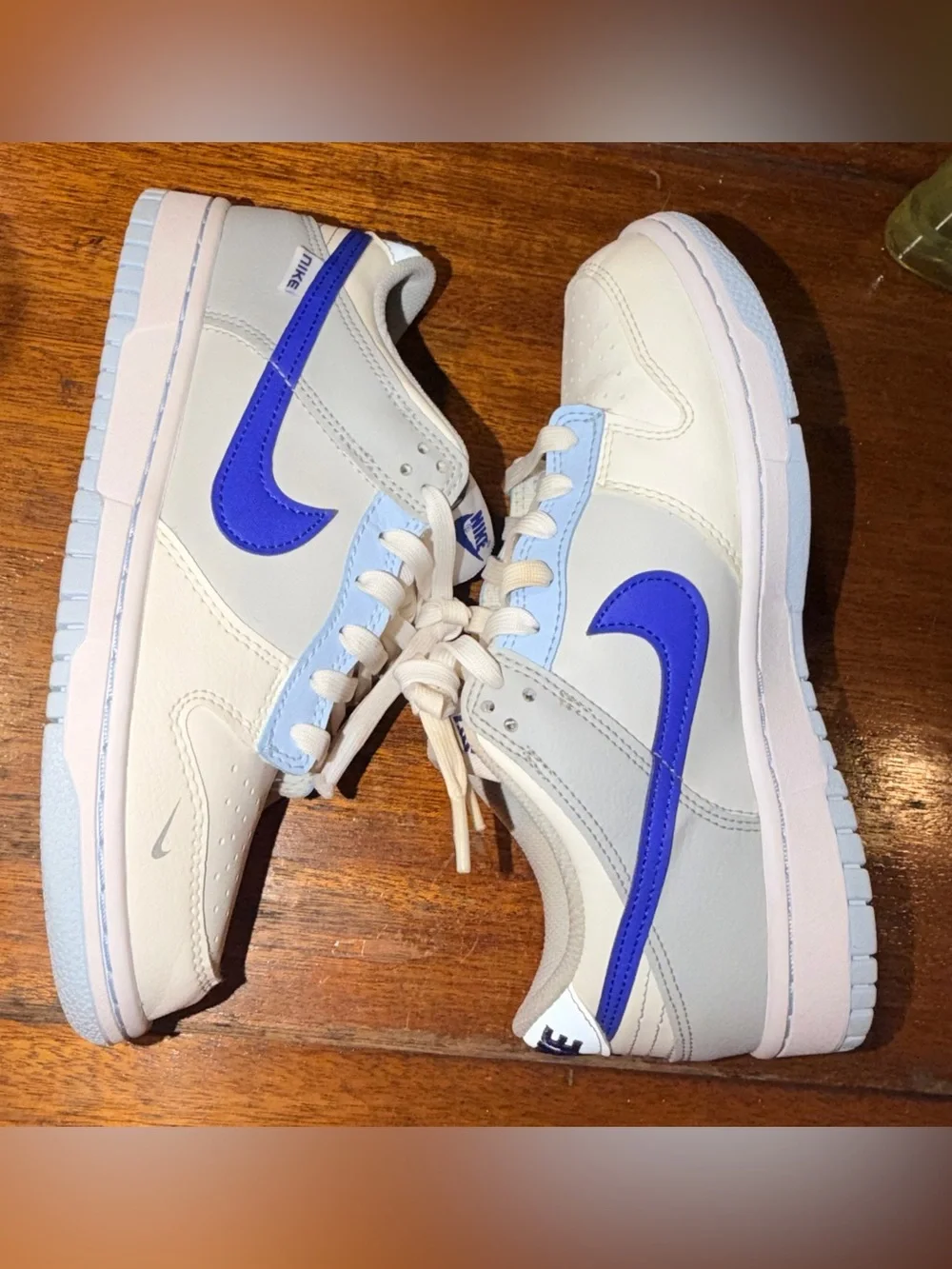 Sz 6Y Nike Dunk Low GS White Blue Light Blue Leather Low Top FB1843-141